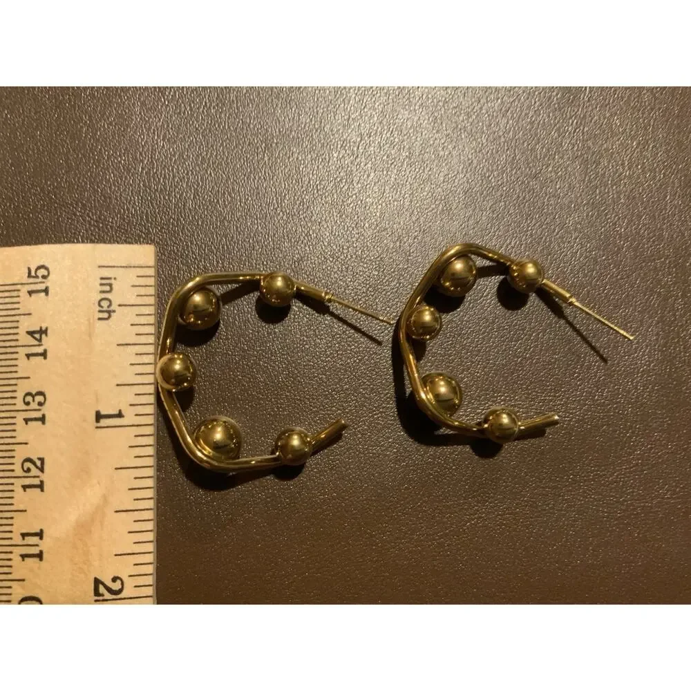 Anthropologie Hoop Earrings Ball Jhumka Open Stud Statement Boho Y2K Irregular
